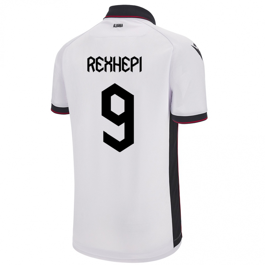 キッズフットボールアルバニアArlind Rexhepi#9白アウェイシャツ24-26ジャージーユニフォーム