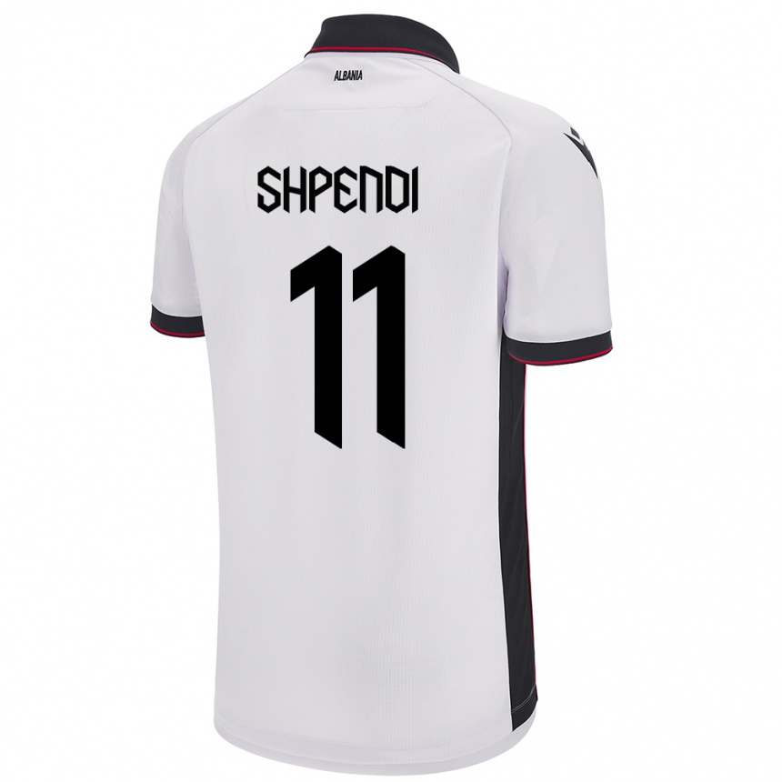 キッズフットボールアルバニアStiven Shpendi#11白アウェイシャツ24-26ジャージーユニフォーム