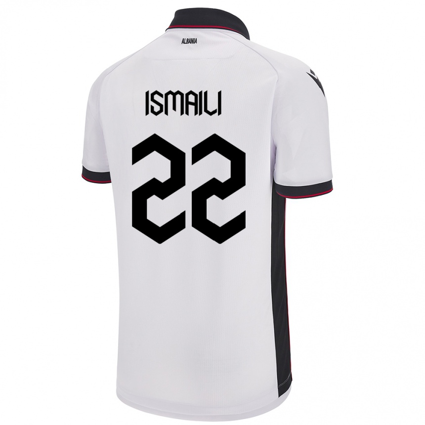 キッズフットボールアルバニアYsni Ismaili#22白アウェイシャツ24-26ジャージーユニフォーム