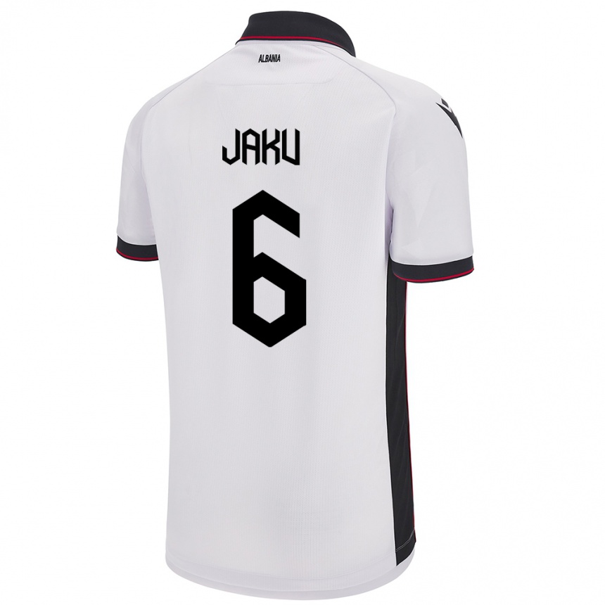 キッズフットボールアルバニアJordi Jaku#6白アウェイシャツ24-26ジャージーユニフォーム