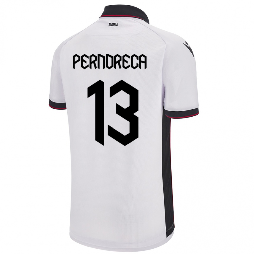 キッズフットボールアルバニアFabjan Perndreca#13白アウェイシャツ24-26ジャージーユニフォーム