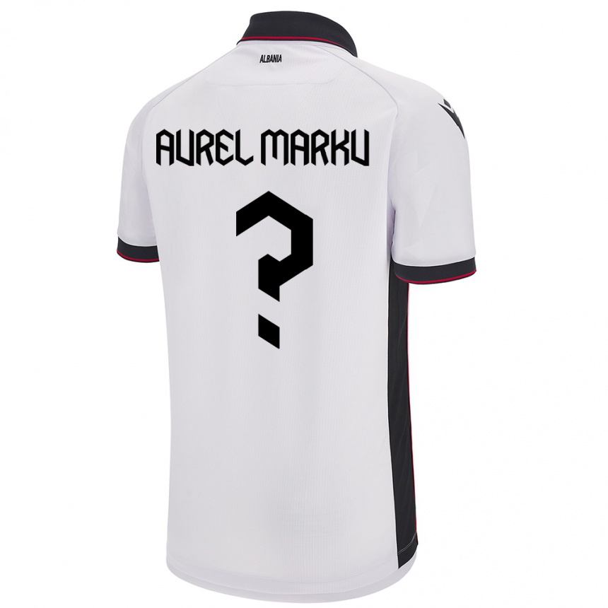 キッズフットボールアルバニアAurel Marku#0白アウェイシャツ24-26ジャージーユニフォーム