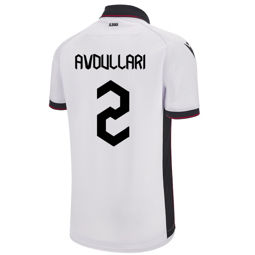 キッズフットボールアルバニアDavide Avdullari#2白アウェイシャツ24-26ジャージーユニフォーム