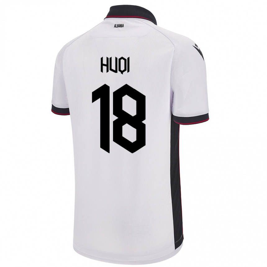 キッズフットボールアルバニアMattia Huqi#18白アウェイシャツ24-26ジャージーユニフォーム