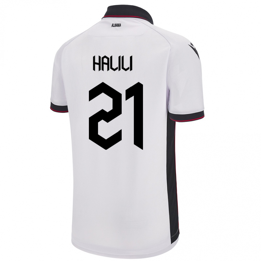 キッズフットボールアルバニアRenato Halili#21白アウェイシャツ24-26ジャージーユニフォーム