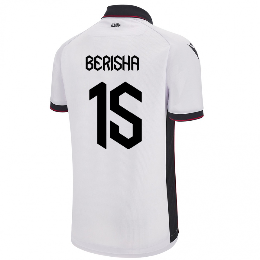 キッズフットボールアルバニアGresa Berisha#15白アウェイシャツ24-26ジャージーユニフォーム