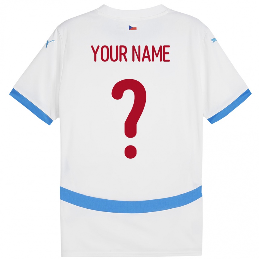 キッズフットボールチェコあなたの名前#0白アウェイシャツ24-26ジャージーユニフォーム