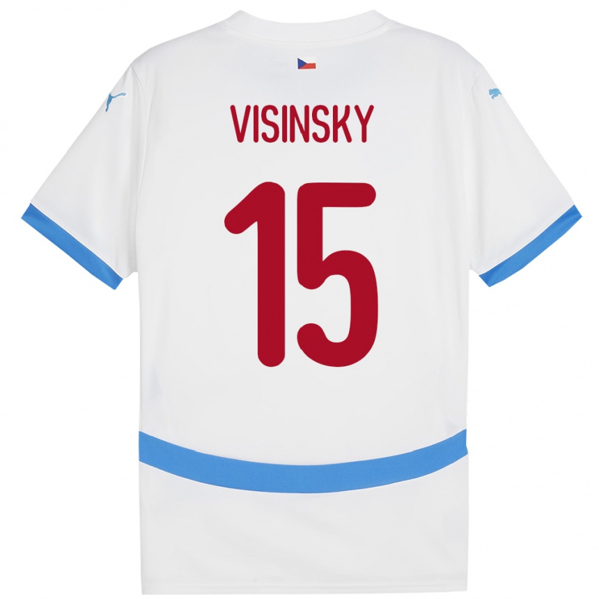 キッズフットボールチェコデニス・ヴィシンスキー#15白アウェイシャツ24-26ジャージーユニフォーム
