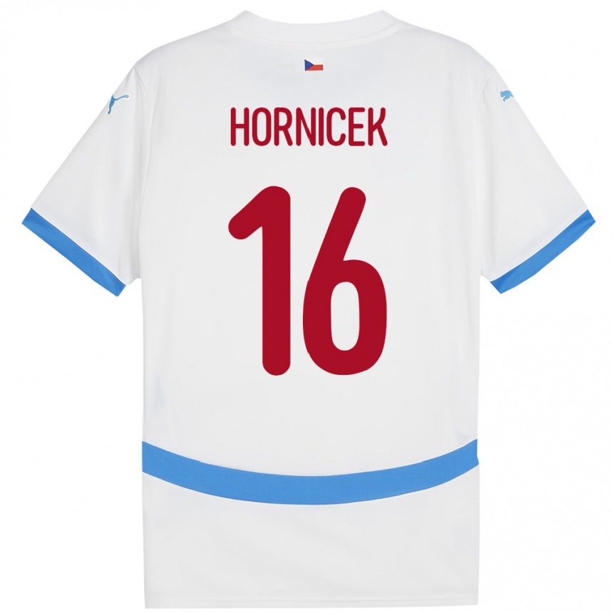 キッズフットボールチェコLukas Hornicek#16白アウェイシャツ24-26ジャージーユニフォーム