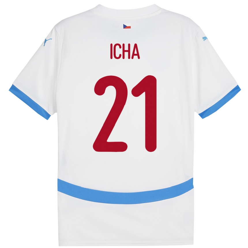 キッズフットボールチェコMarek Icha#21白アウェイシャツ24-26ジャージーユニフォーム