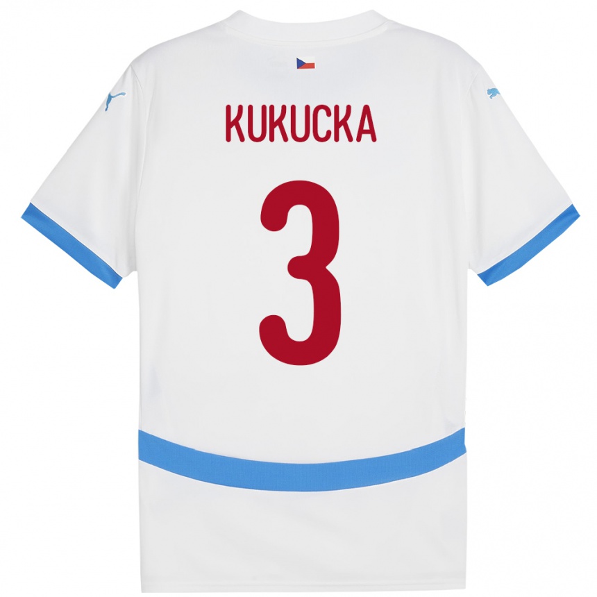 キッズフットボールチェコOndrej Kukucka#3白アウェイシャツ24-26ジャージーユニフォーム