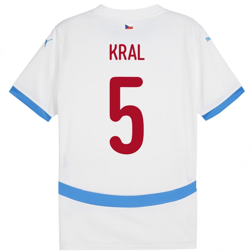 キッズフットボールチェコTomas Kral#5白アウェイシャツ24-26ジャージーユニフォーム