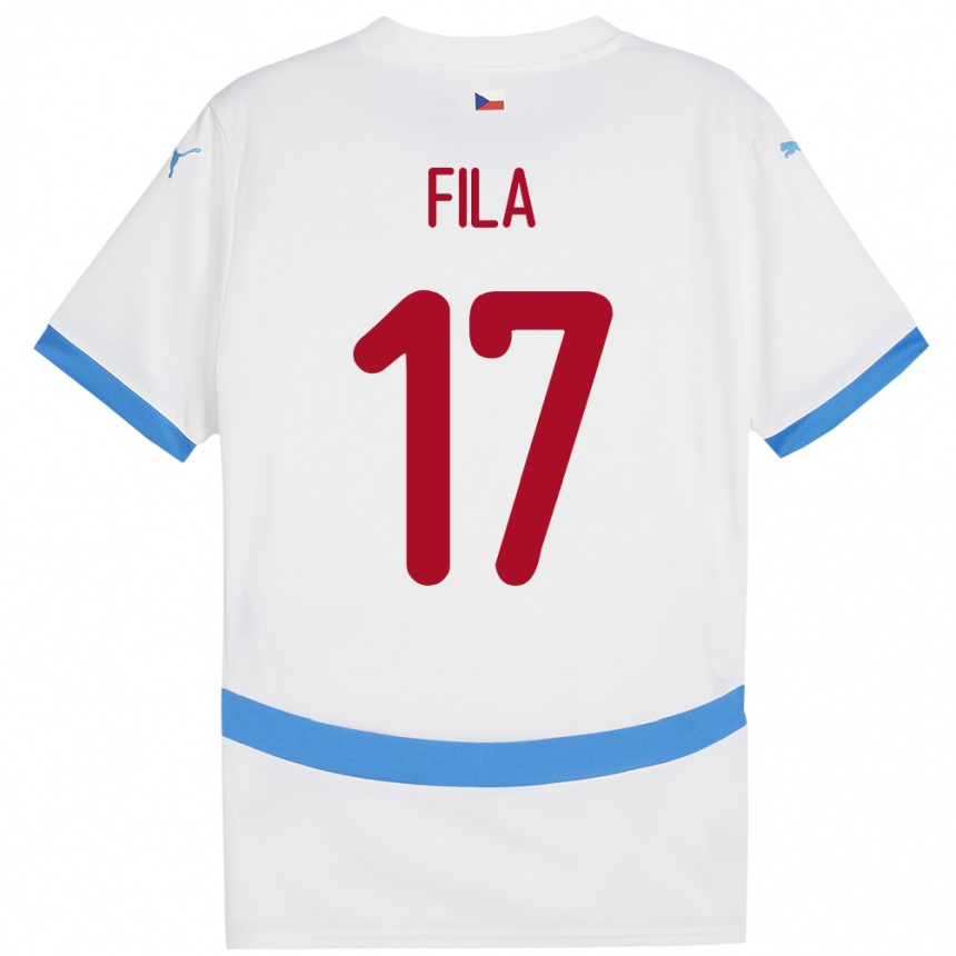 キッズフットボールチェコLukas Fila#17白アウェイシャツ24-26ジャージーユニフォーム