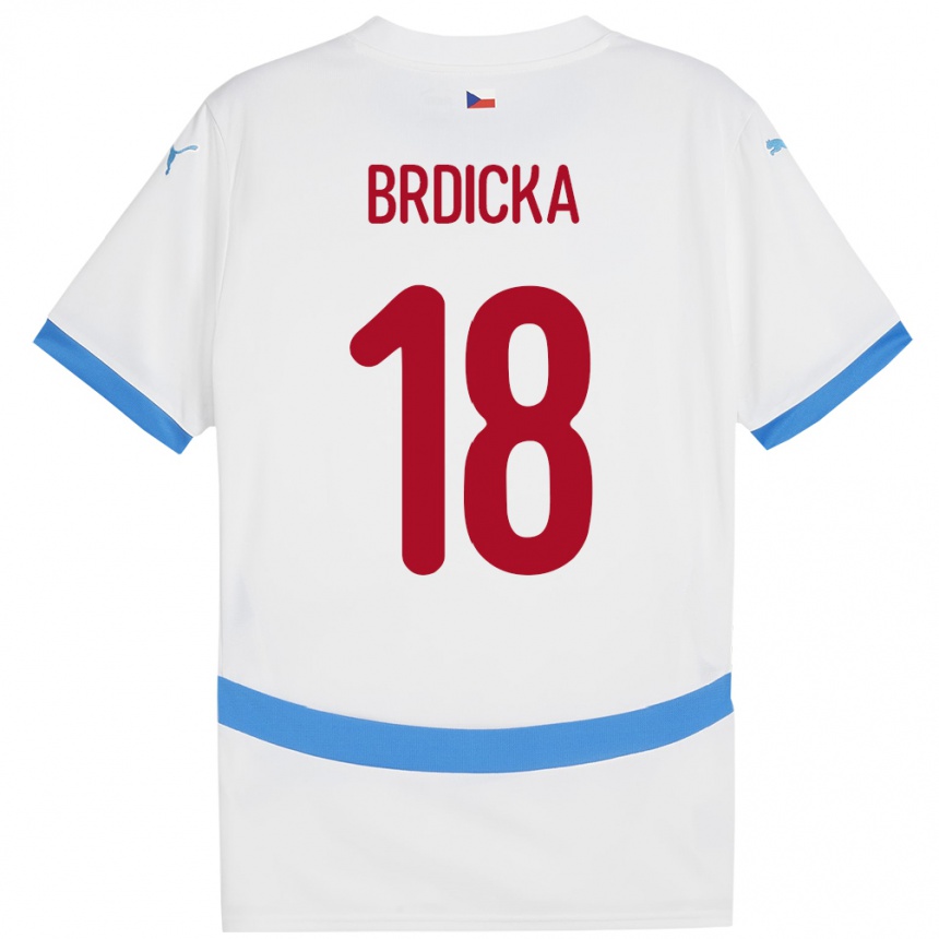 キッズフットボールチェコFilip Brdicka#18白アウェイシャツ24-26ジャージーユニフォーム