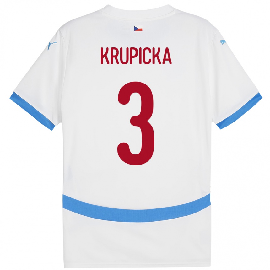 キッズフットボールチェコDavid Krupicka#3白アウェイシャツ24-26ジャージーユニフォーム