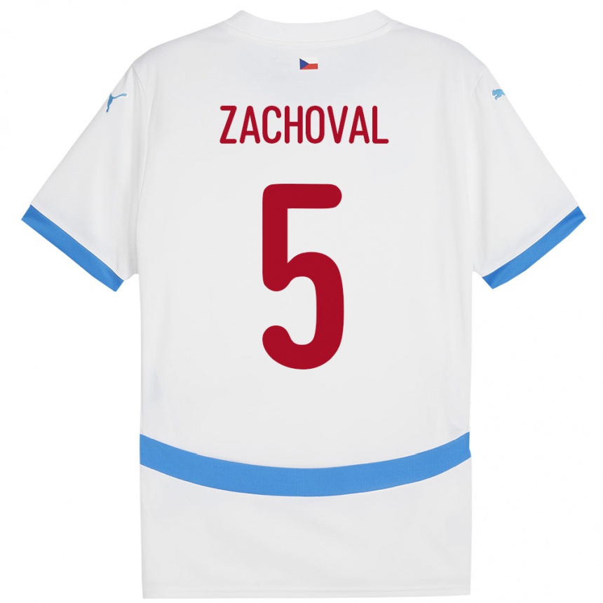 キッズフットボールチェコMatej Zachoval#5白アウェイシャツ24-26ジャージーユニフォーム