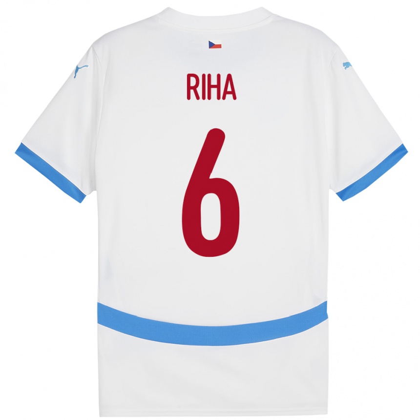 キッズフットボールチェコFerdinand Riha#6白アウェイシャツ24-26ジャージーユニフォーム