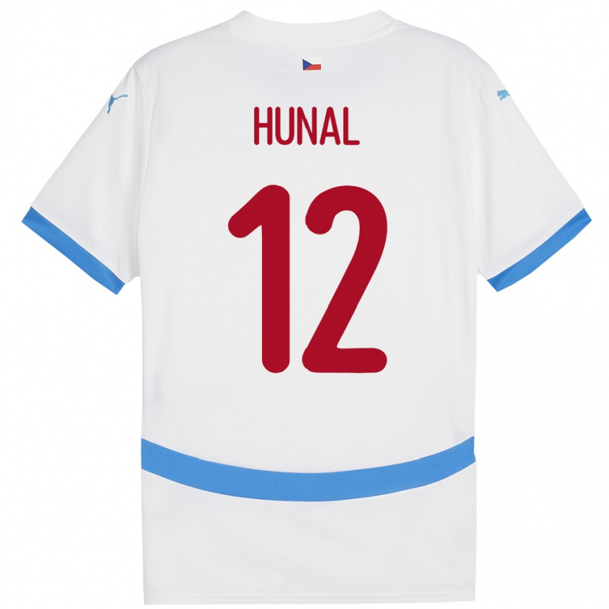 キッズフットボールチェコEric Hunal#12白アウェイシャツ24-26ジャージーユニフォーム