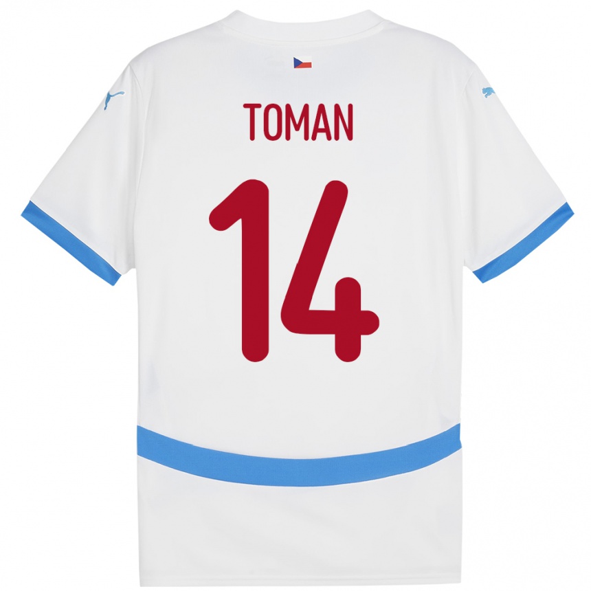 キッズフットボールチェコZdenek Toman#14白アウェイシャツ24-26ジャージーユニフォーム