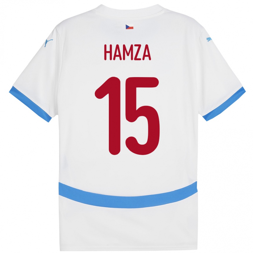 キッズフットボールチェコJiri Hamza#15白アウェイシャツ24-26ジャージーユニフォーム