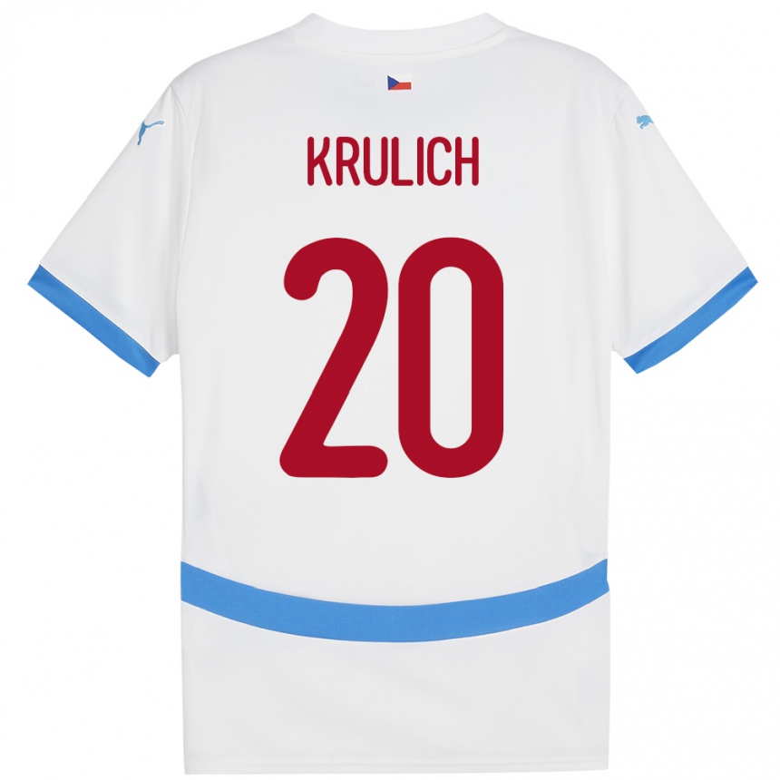 キッズフットボールチェコMatous Krulich#20白アウェイシャツ24-26ジャージーユニフォーム