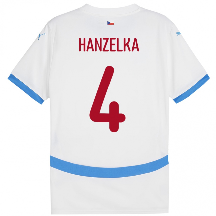 キッズフットボールチェコDenis Hanzelka#4白アウェイシャツ24-26ジャージーユニフォーム