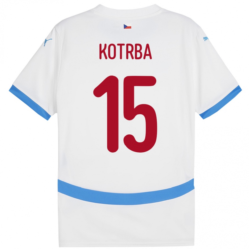 キッズフットボールチェコDamian Kotrba#15白アウェイシャツ24-26ジャージーユニフォーム