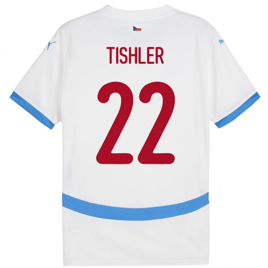 キッズフットボールチェコDaniel Tishler#22白アウェイシャツ24-26ジャージーユニフォーム