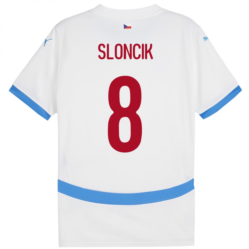 キッズフットボールチェコSimon Sloncik#8白アウェイシャツ24-26ジャージーユニフォーム