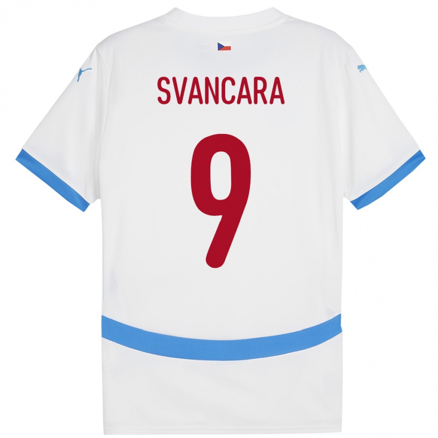キッズフットボールチェコDaniel Svancara#9白アウェイシャツ24-26ジャージーユニフォーム