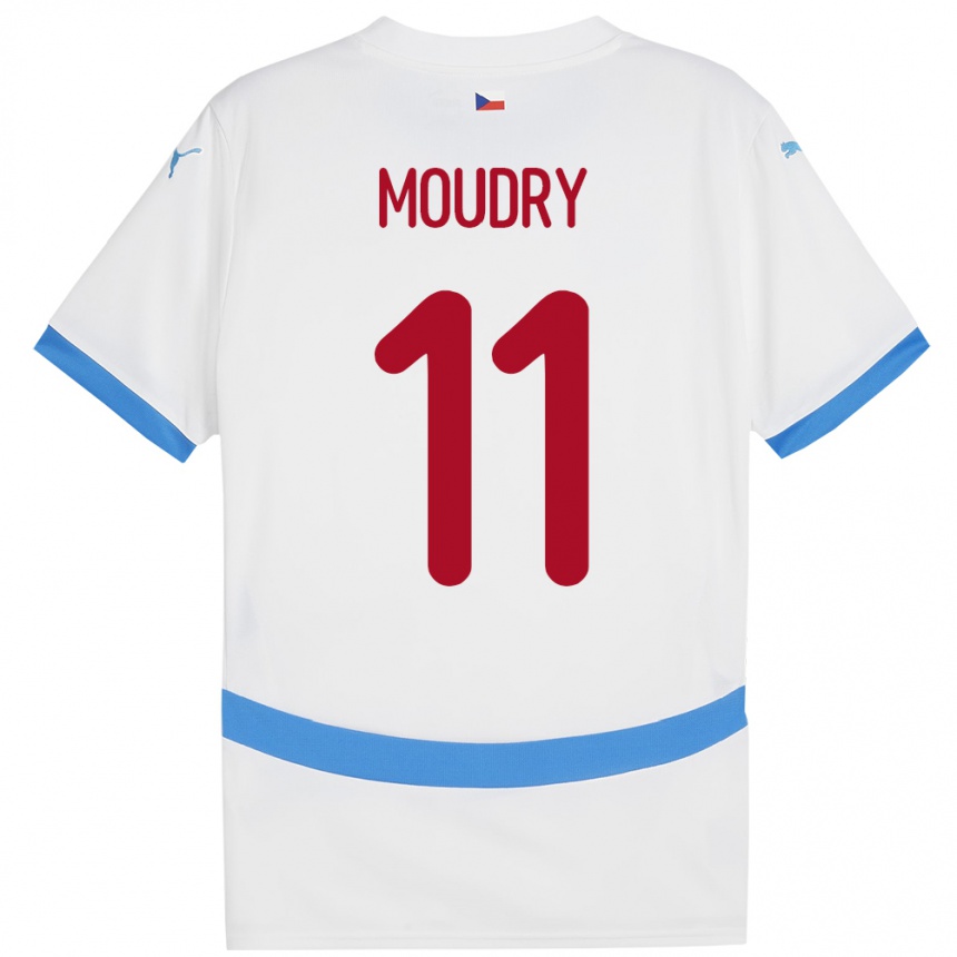 キッズフットボールチェコLukas Moudry#11白アウェイシャツ24-26ジャージーユニフォーム