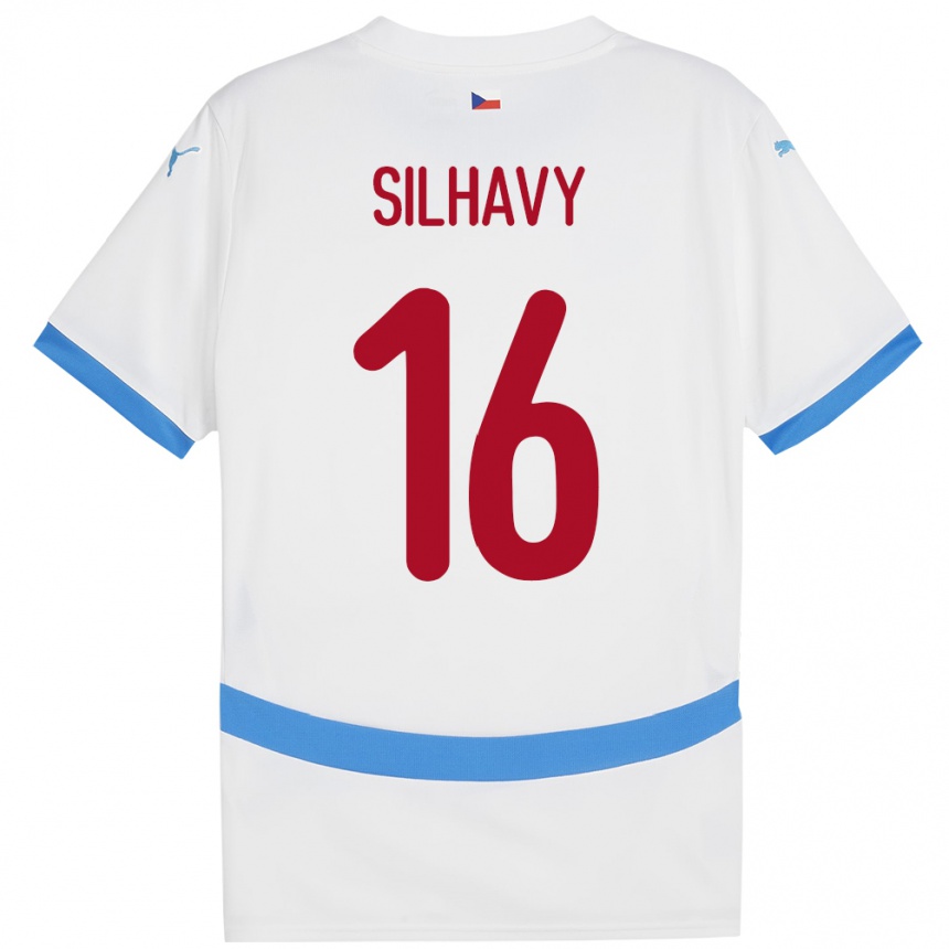 キッズフットボールチェコMatyas Silhavy#16白アウェイシャツ24-26ジャージーユニフォーム