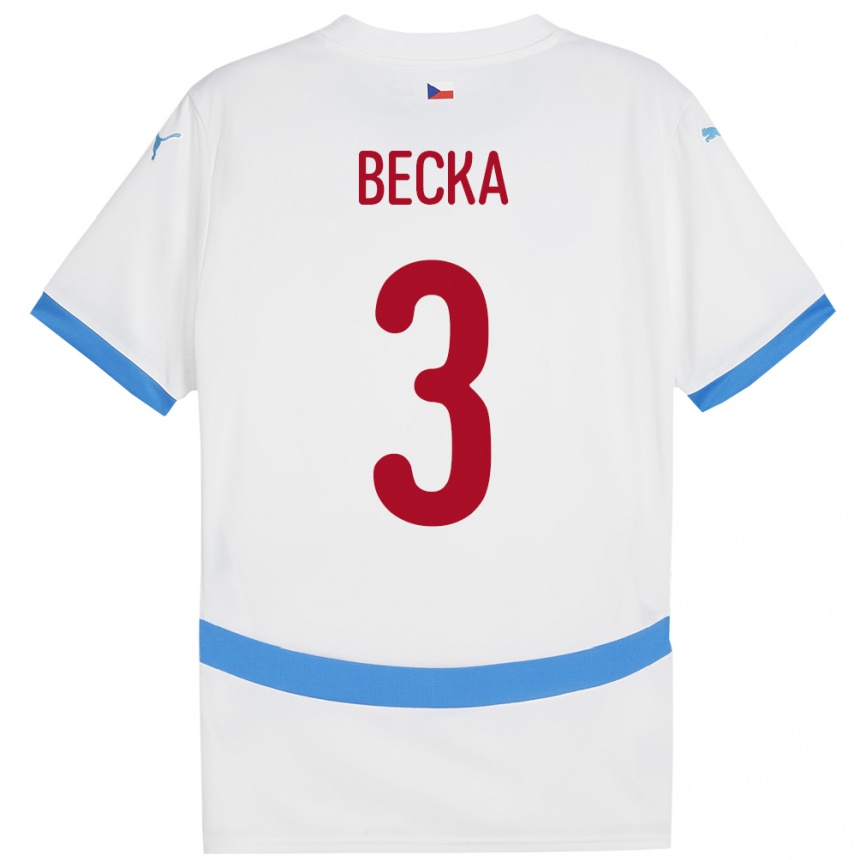 キッズフットボールチェコPatrik Becka#3白アウェイシャツ24-26ジャージーユニフォーム