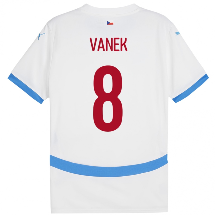 キッズフットボールチェコLukas Vanek#8白アウェイシャツ24-26ジャージーユニフォーム