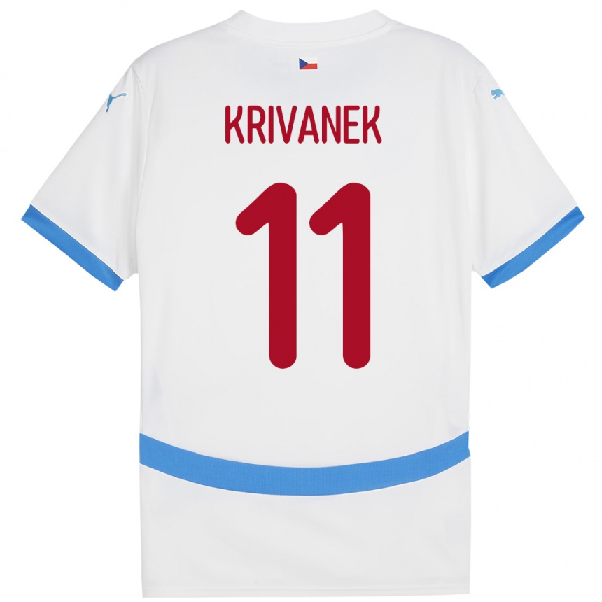 キッズフットボールチェコJan Krivanek#11白アウェイシャツ24-26ジャージーユニフォーム