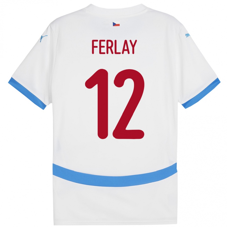 キッズフットボールチェコRuben Ferlay#12白アウェイシャツ24-26ジャージーユニフォーム