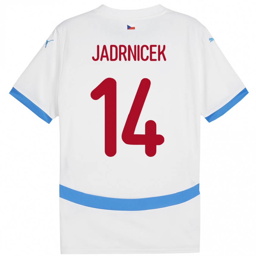 キッズフットボールチェコNikola Jadrnicek#14白アウェイシャツ24-26ジャージーユニフォーム