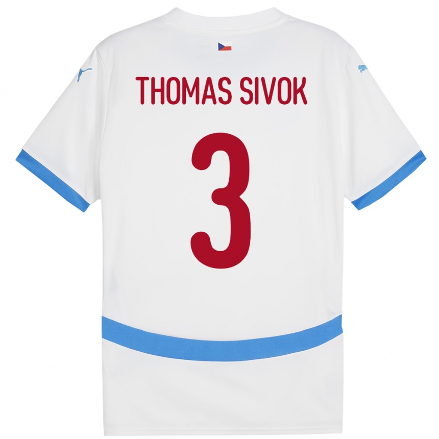 キッズフットボールチェコAndre Thomas Sivok#3白アウェイシャツ24-26ジャージーユニフォーム