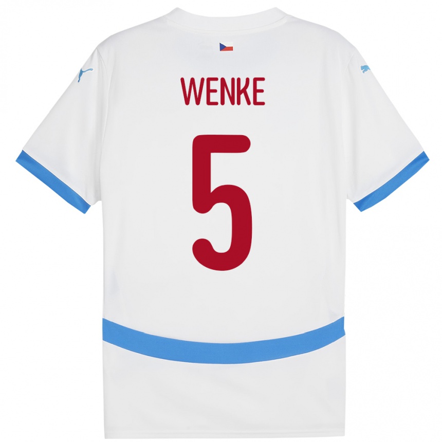 キッズフットボールチェコEduard Wenke#5白アウェイシャツ24-26ジャージーユニフォーム