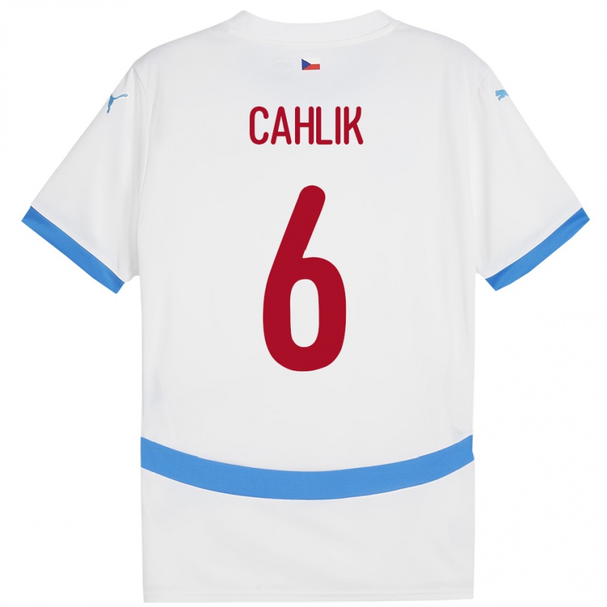 キッズフットボールチェコJakub Cahlik#6白アウェイシャツ24-26ジャージーユニフォーム