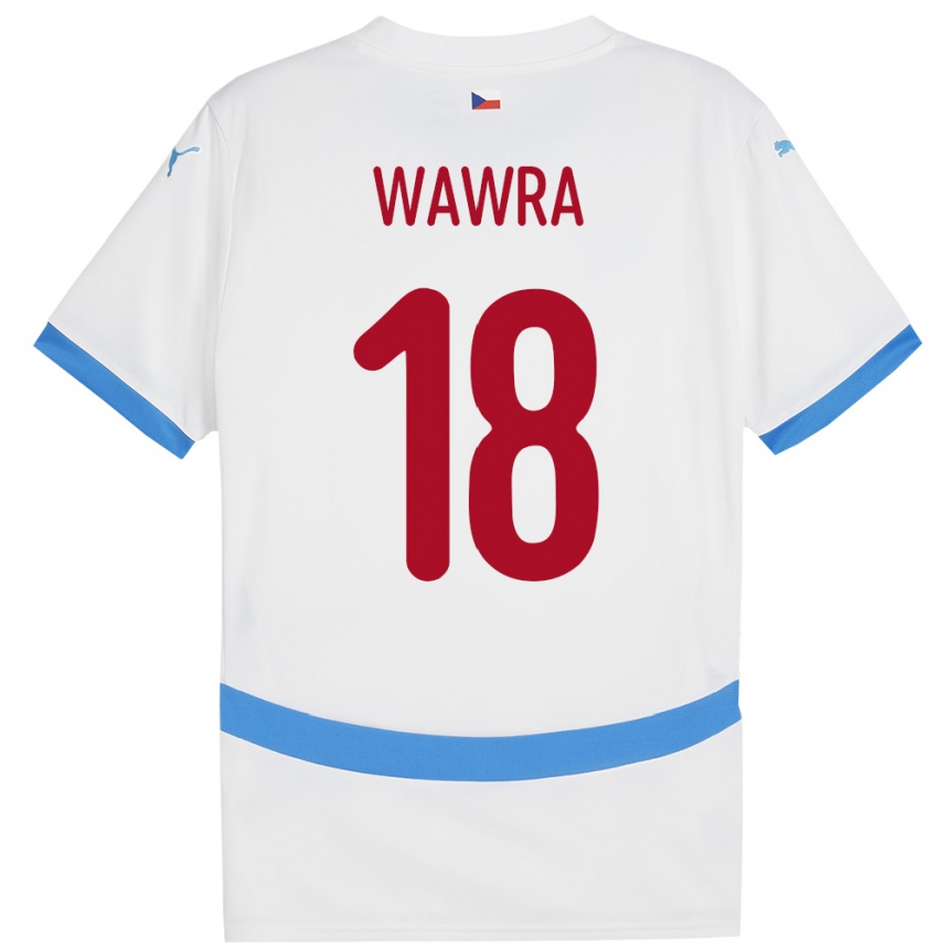 キッズフットボールチェコOndrej Wawra#18白アウェイシャツ24-26ジャージーユニフォーム