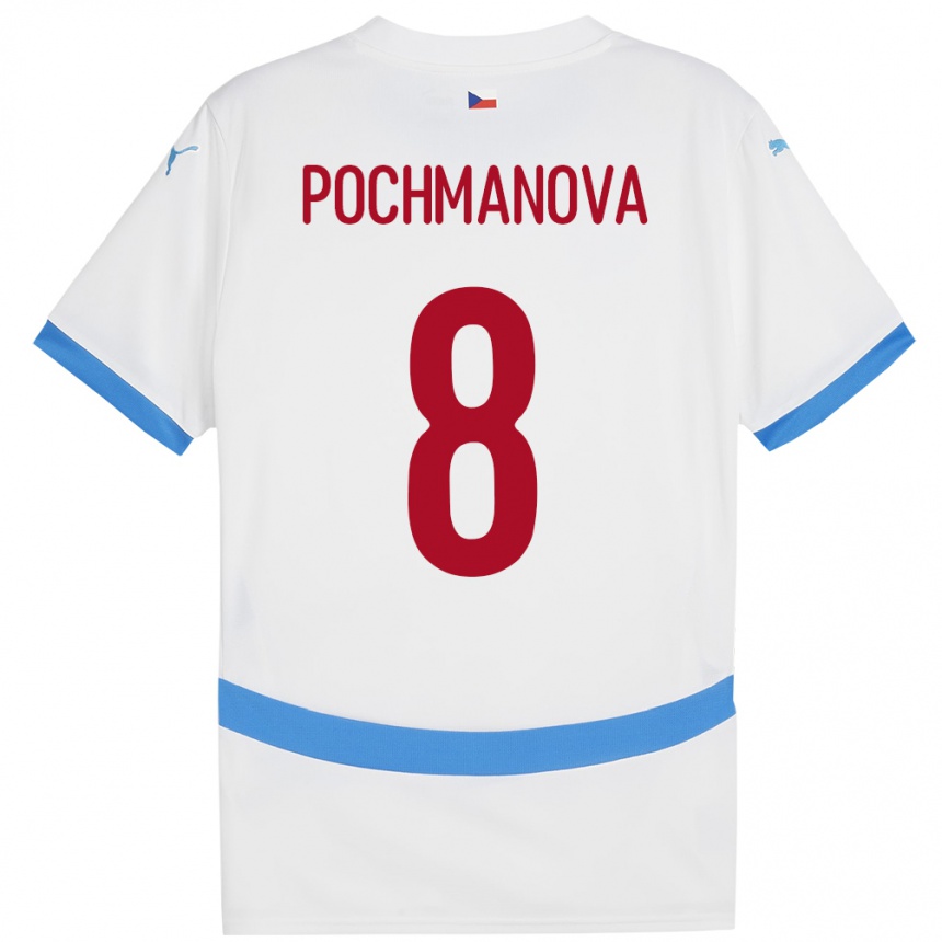 キッズフットボールチェコAneta Pochmanová#8白アウェイシャツ24-26ジャージーユニフォーム