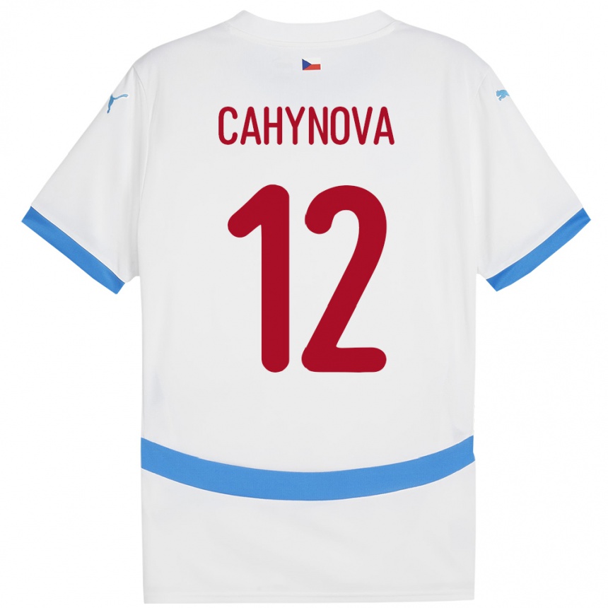 キッズフットボールチェコKlára Cahynová#12白アウェイシャツ24-26ジャージーユニフォーム