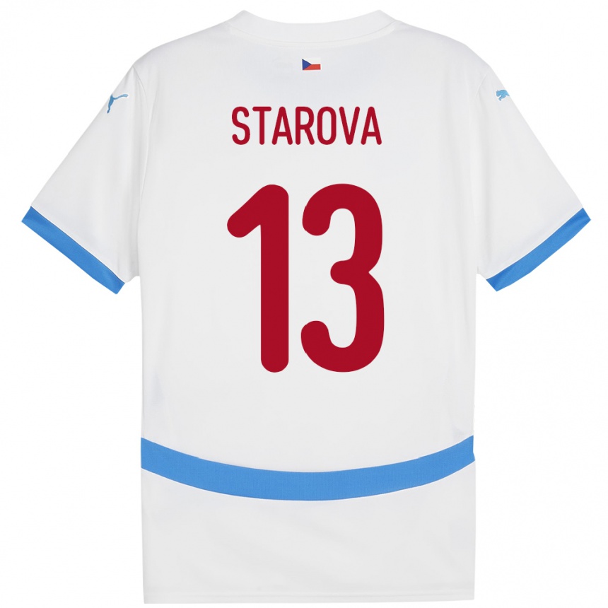 キッズフットボールチェコAntonie Stárová#13白アウェイシャツ24-26ジャージーユニフォーム