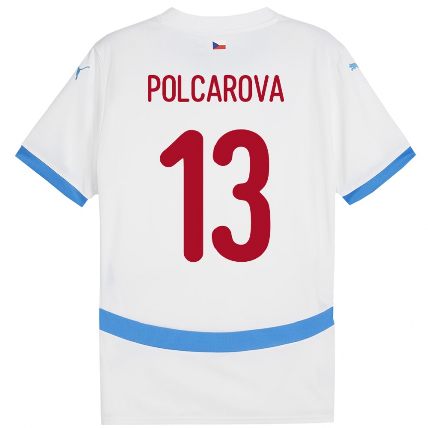 キッズフットボールチェコBarbora Polcarová#13白アウェイシャツ24-26ジャージーユニフォーム