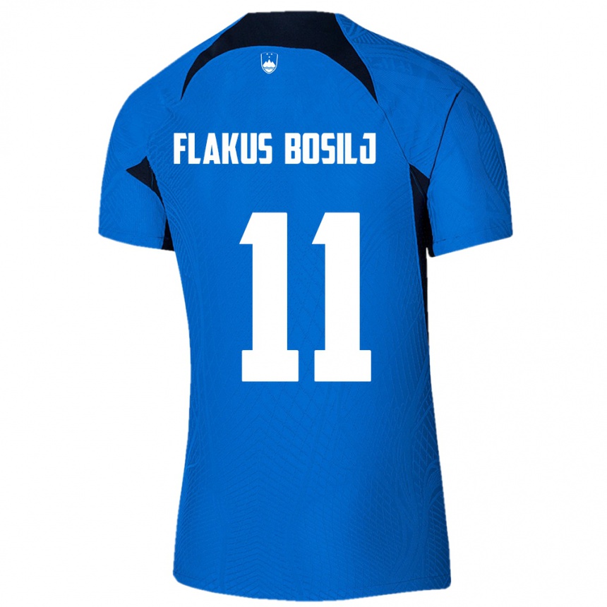 キッズフットボールスロベニアDavid Flakus Bosilj#11青アウェイシャツ24-26ジャージーユニフォーム