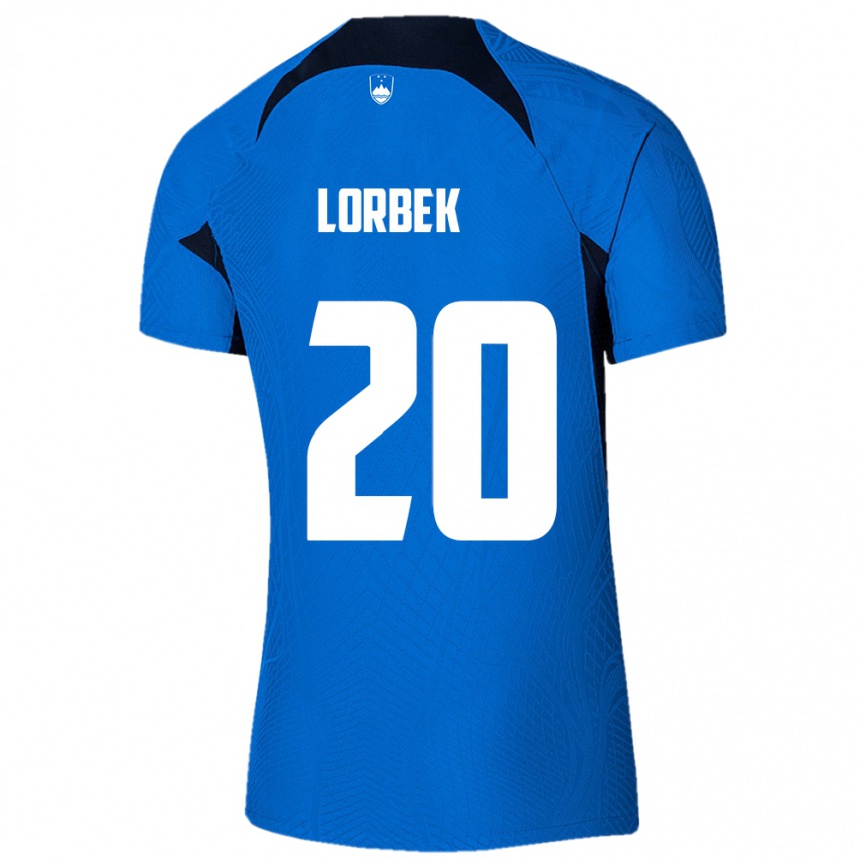 キッズフットボールスロベニアAnej Lorbek#20青アウェイシャツ24-26ジャージーユニフォーム