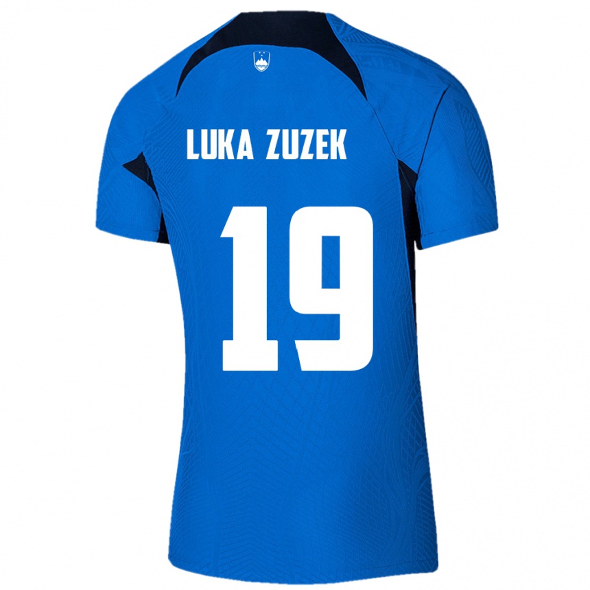 キッズフットボールスロベニアZan Luka Zuzek#19青アウェイシャツ24-26ジャージーユニフォーム