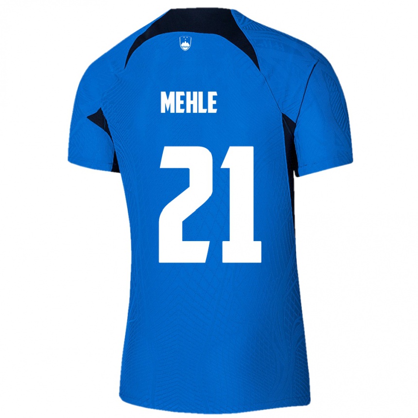 キッズフットボールスロベニアMatej Mehle#21青アウェイシャツ24-26ジャージーユニフォーム