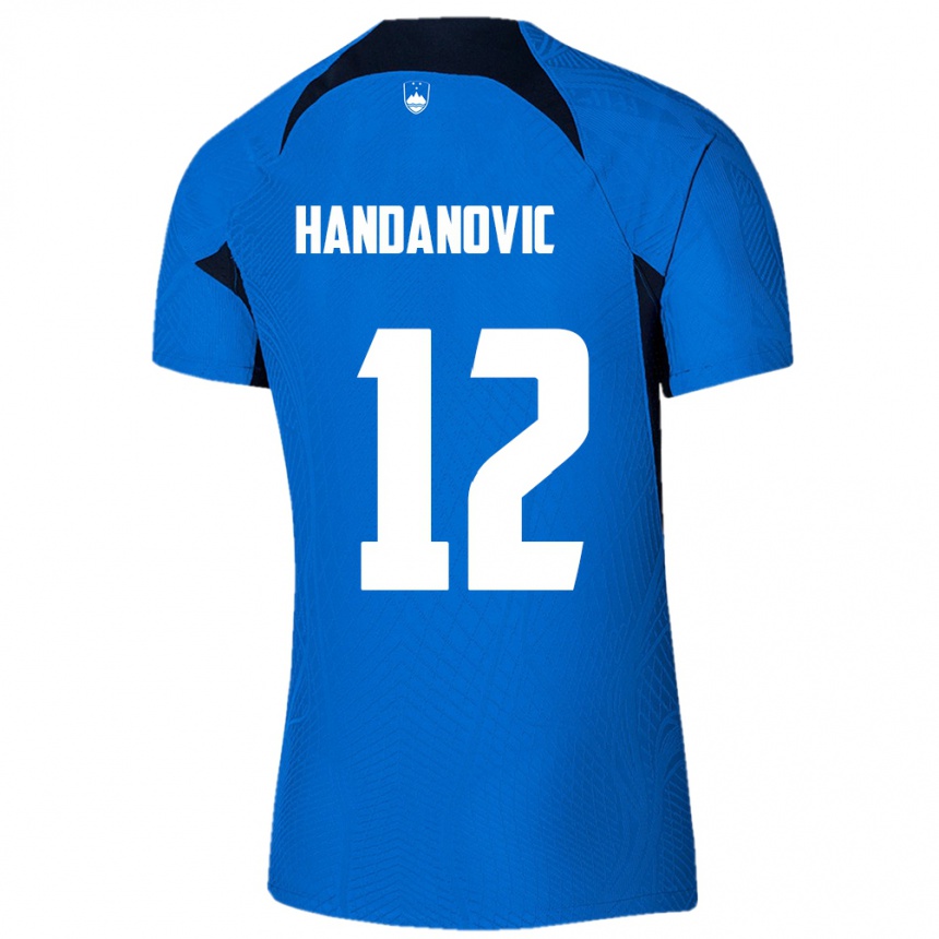 キッズフットボールスロベニアTanej Handanovic#12青アウェイシャツ24-26ジャージーユニフォーム